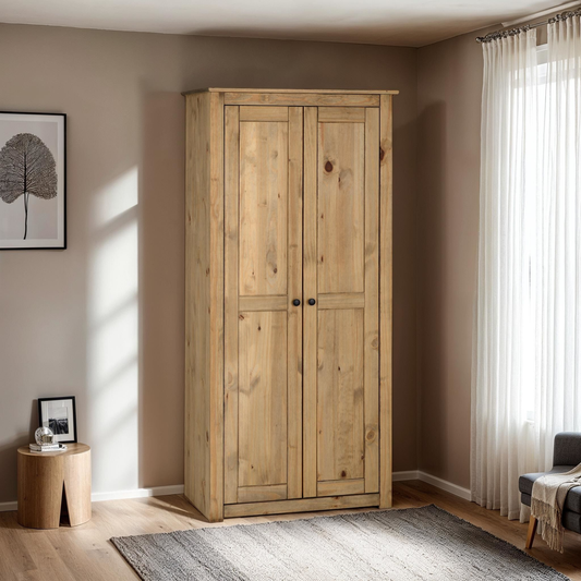 Panama 2 Door Wardrobe - Natural Wax Finish