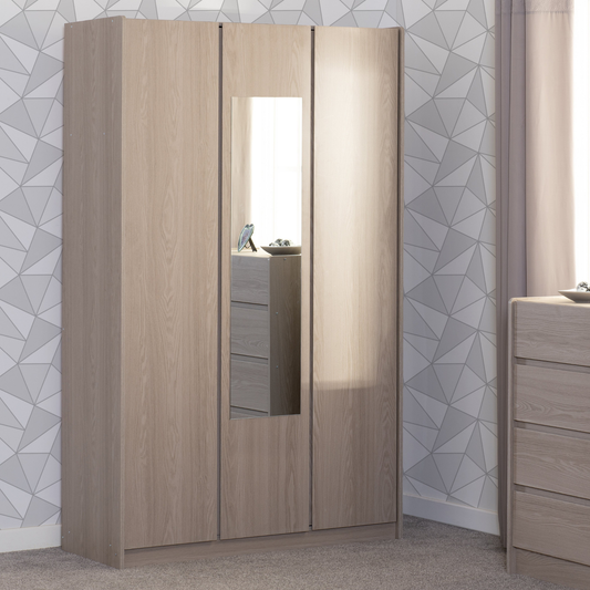 Paris 3 Door Mirrored Wardrobe - Smoked Ash Effect