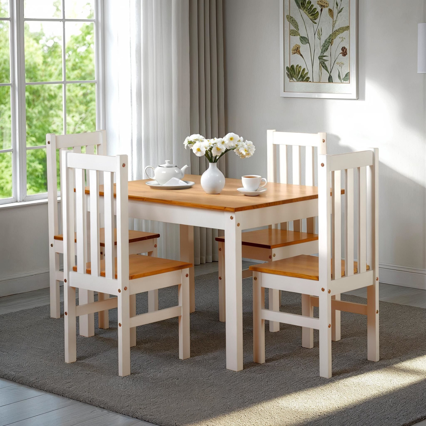 Ludlow 1+4 Dining Set - White/Oak Effect
