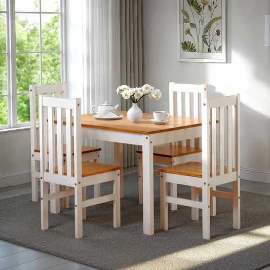 Ludlow 1+4 Dining Set - White/Oak Effect