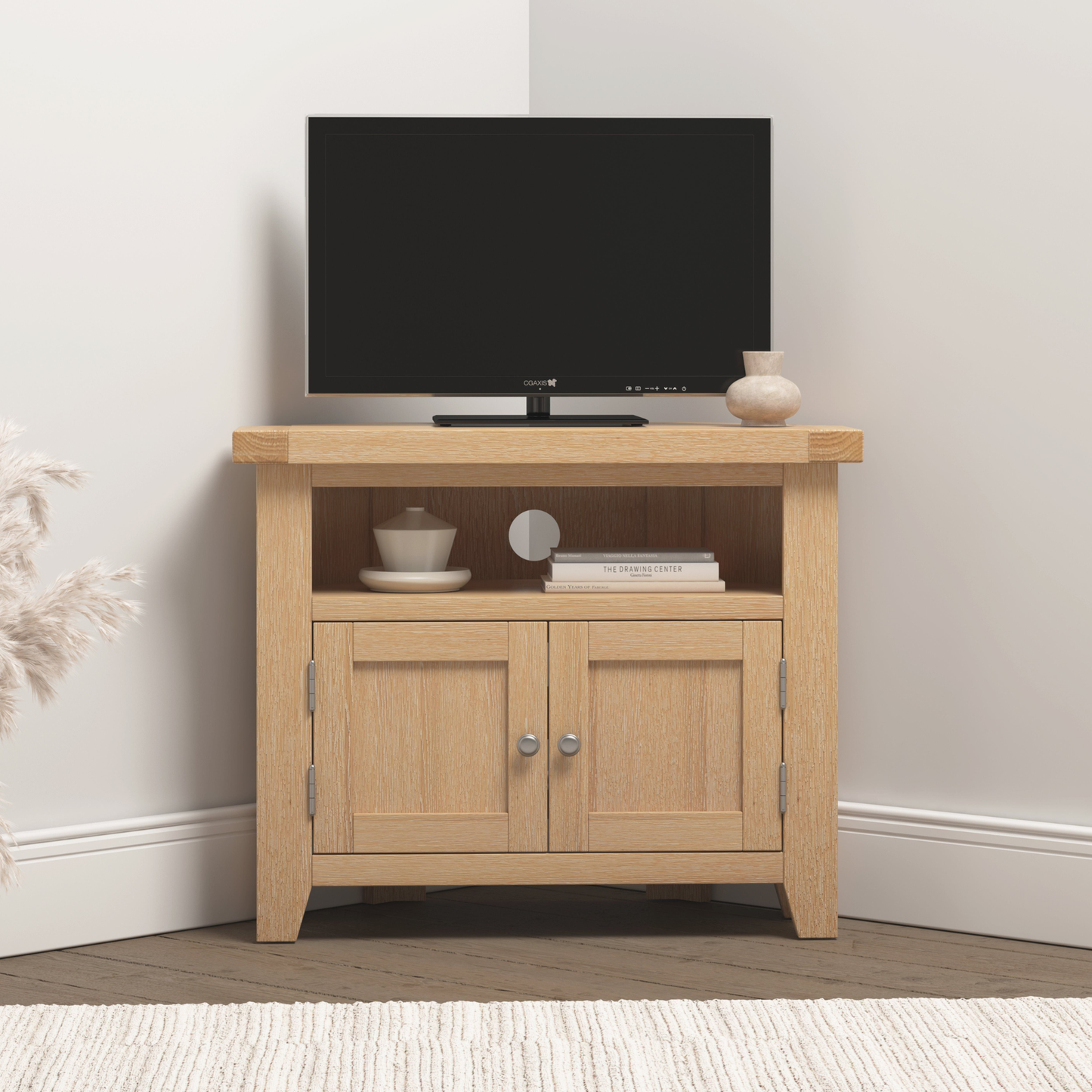 Windsor Corner TV Unit - Natural Oak - Hardwood & Plywood