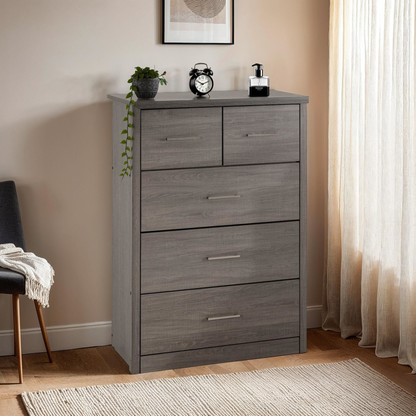 Lisbon 3+2 Drawer Chest – Black Wood Grain, Modern Storage Solution