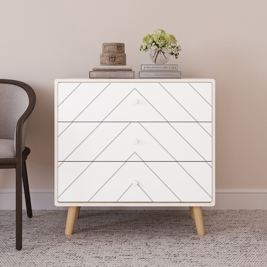 Dixie 3 Drawer Chest – Dusty Grey/White, Stylish Bedroom Storage