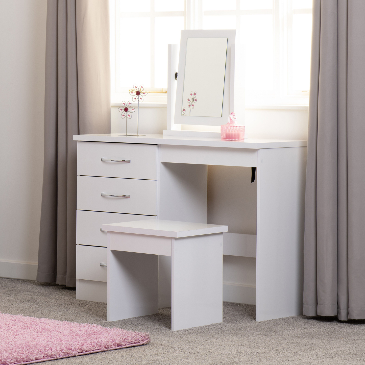 Nevada Dressing Table Set - White Gloss