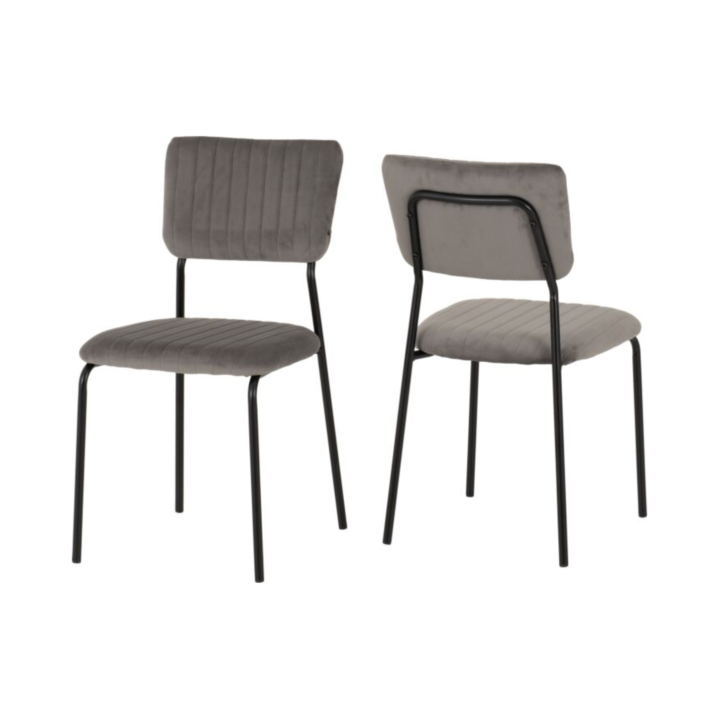 Sheldon Dining Chair Set - Grey Velvet Fabric (Pack of 4)