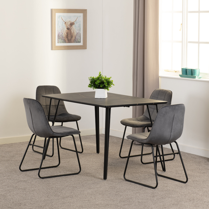 Marlow & Lukas Dining Set - Black Marble/Grey Velvet