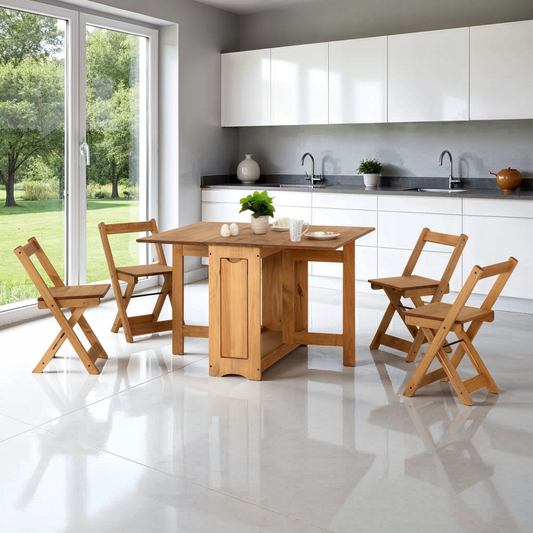 Santos Butterfly Dining Set - Natural Wax (4 Chairs)