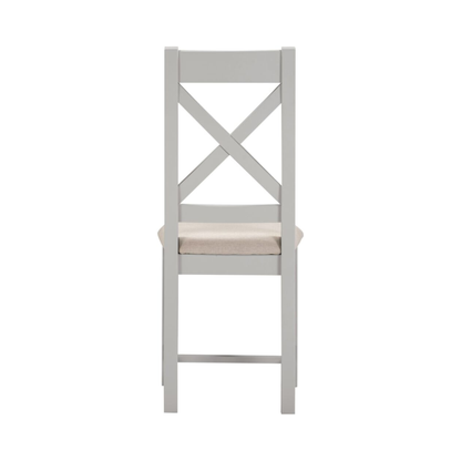 Windsor Cross Back Dining Chair Set - Pebble Grey/Oat Fabric (Pair)
