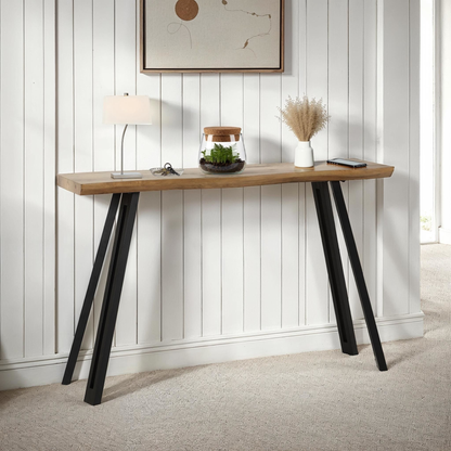 Quebec Wave Edge Console Table - Medium Oak Effect