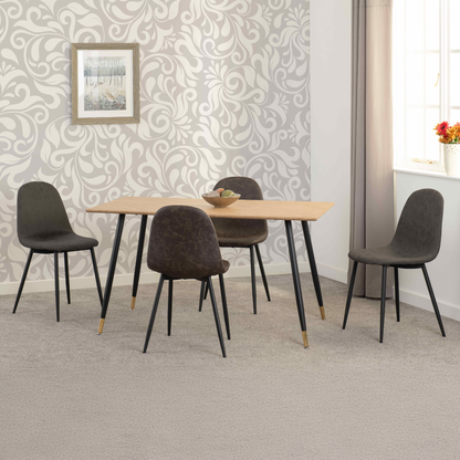 Hamilton & Athens Medium Dining Set (4 Chairs) - Oak/Brown Faux Leather