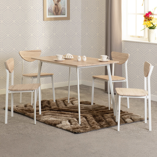 Riley Large Dining Set - White/Light Oak Effect Veneer