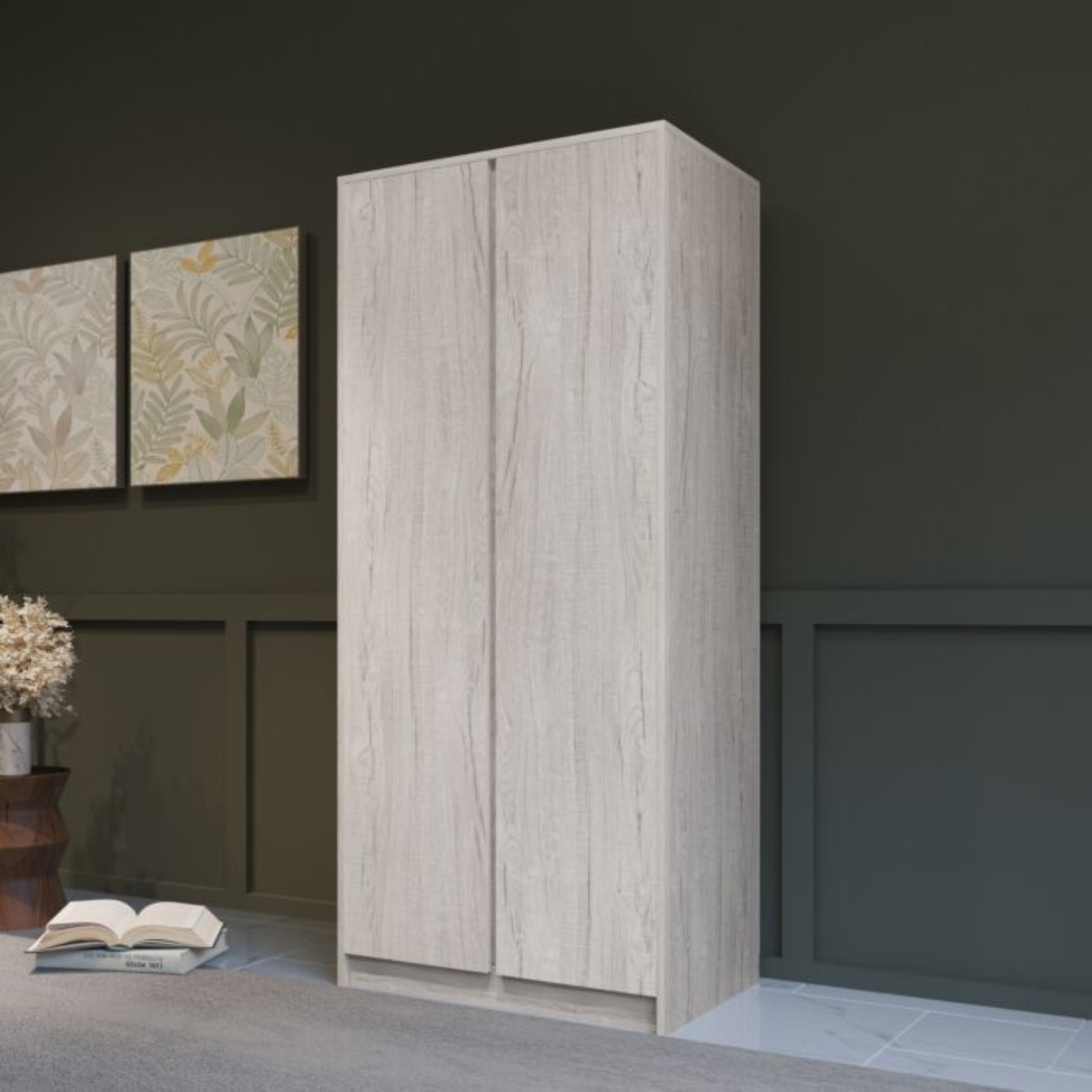 Malvern Urban Snow 2 Door Wardrobe with Rail & Shelf