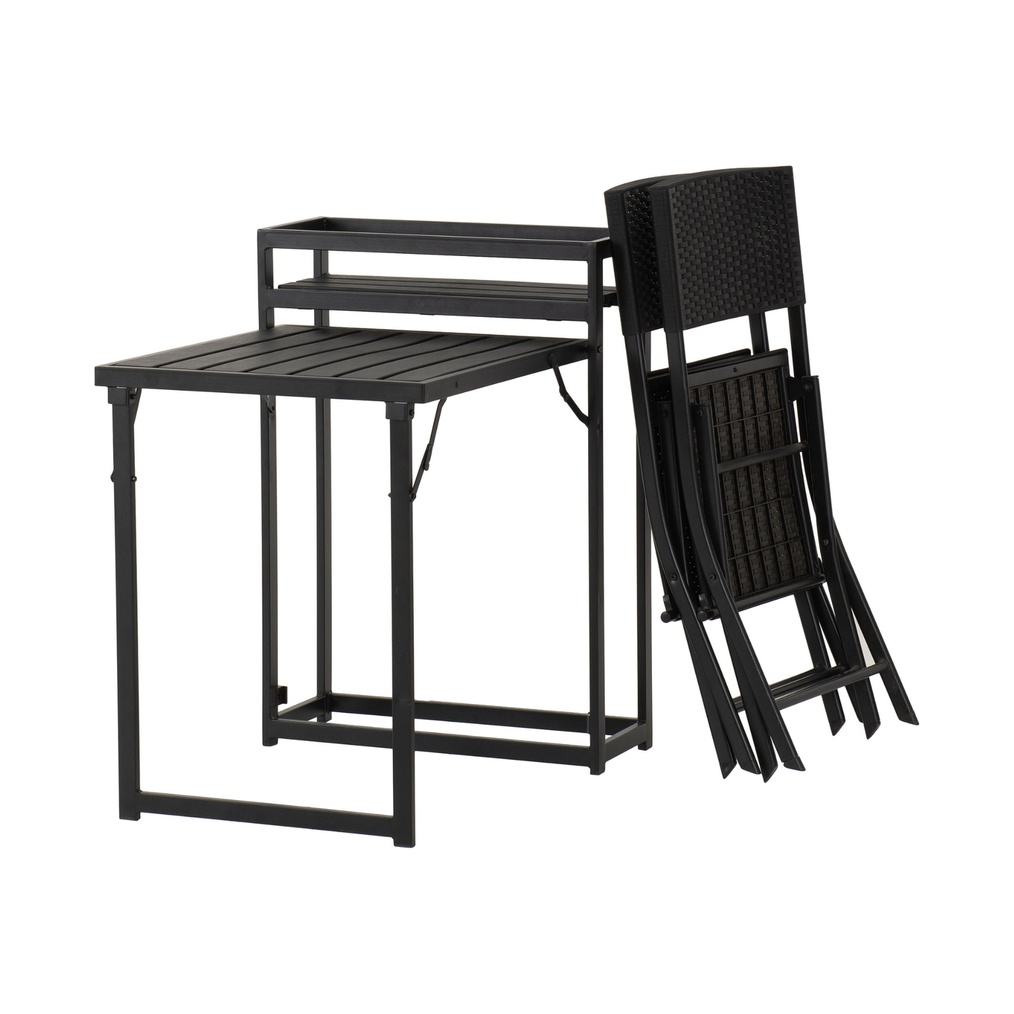 Foldaway 1+2 Garden Set - Black Metal Frame