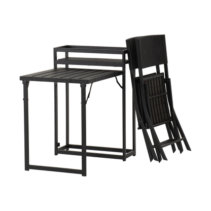 Foldaway 1+2 Garden Set - Black Metal Frame
