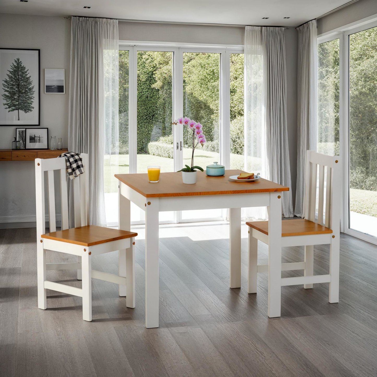 Ludlow 1+2 Dining Set - White/Oak Effect
