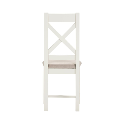 Windsor Cross Back Dining Chair Set - Ivory/Oat Fabric (Pair)