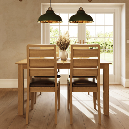 Taberno Oak Dining Chairs Ladder Back Cushioned – Pair of 2