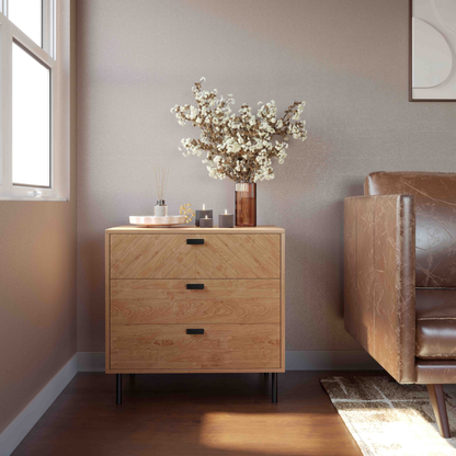 Leon 3 Drawer Chest – Medium Oak Effect, Stylish Bedroom Storage