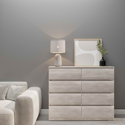 Malvern 8 Drawer Chest – Urban Snow, Modern Storage Solution