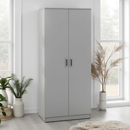 Dakota 2 Door Wardrobe – Light Grey | Compact Hanging Storage