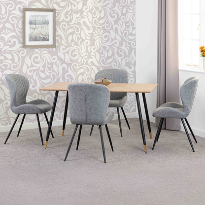 Hamilton & Quebec Medium Dining Set (4 Chairs) - Oak/Grey PU