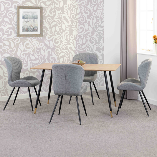 Hamilton & Quebec Medium Dining Set (4 Chairs) - Oak/Grey PU