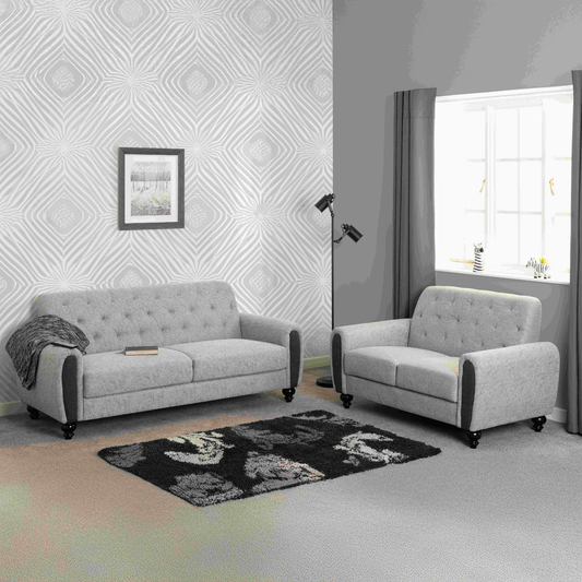 Chester 3+2 Suite - Light Grey Fabric