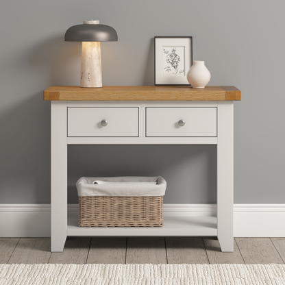 Windsor 2 Drawer Console Table - Ivory & Oak