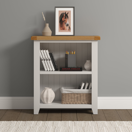 Windsor Low Bookcase - Ivory & Oak