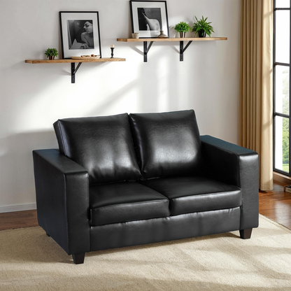 Tempo Two Seater Sofa - Black Faux Leather