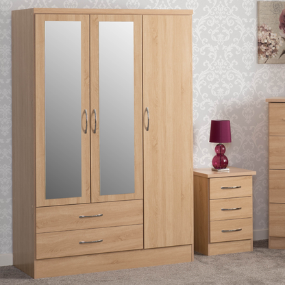 Nevada 3 Door 2 Drawer Wardrobe - Sonoma Oak Effect