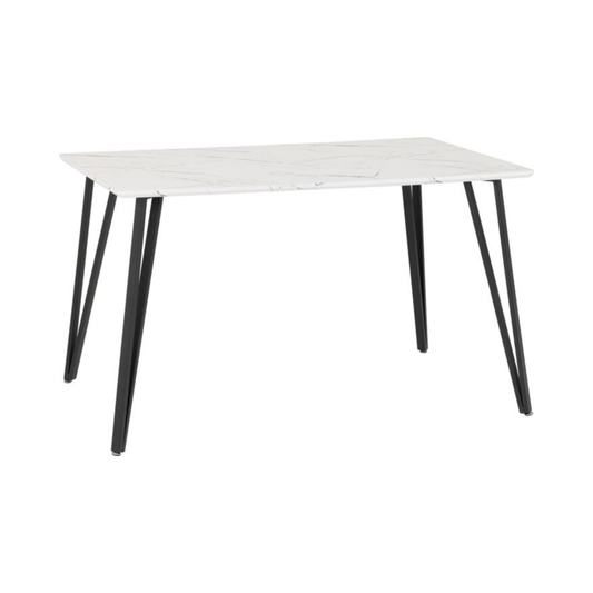 Marlow Dining Table in White Marble Effect – 130cm