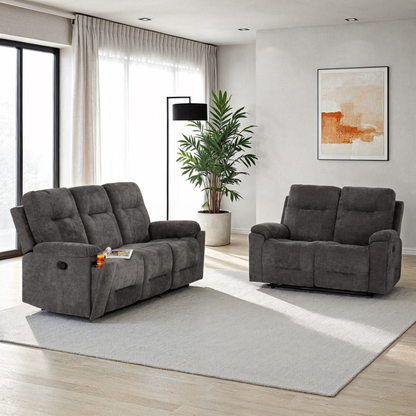 Guildford 3+2 Recliner Suite - Grey Fabric