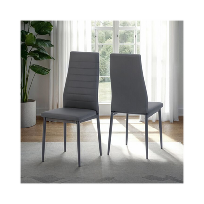 Abbey Dining Chair (Set of 2) - Grey Faux Leather