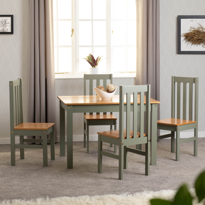 Ludlow 1+4 Dining Set - Green/Oak Effect