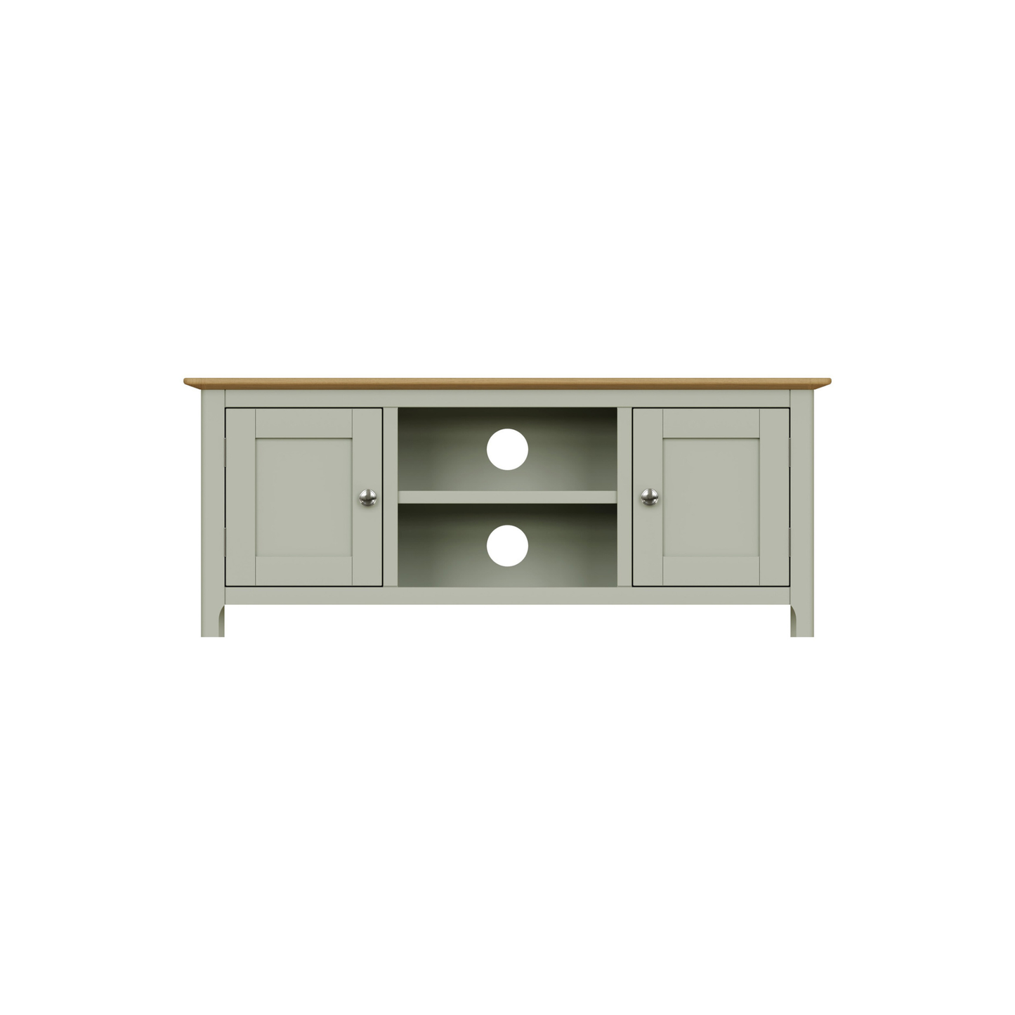 Taberno Oak 2 Door TV Unit in Sage Green