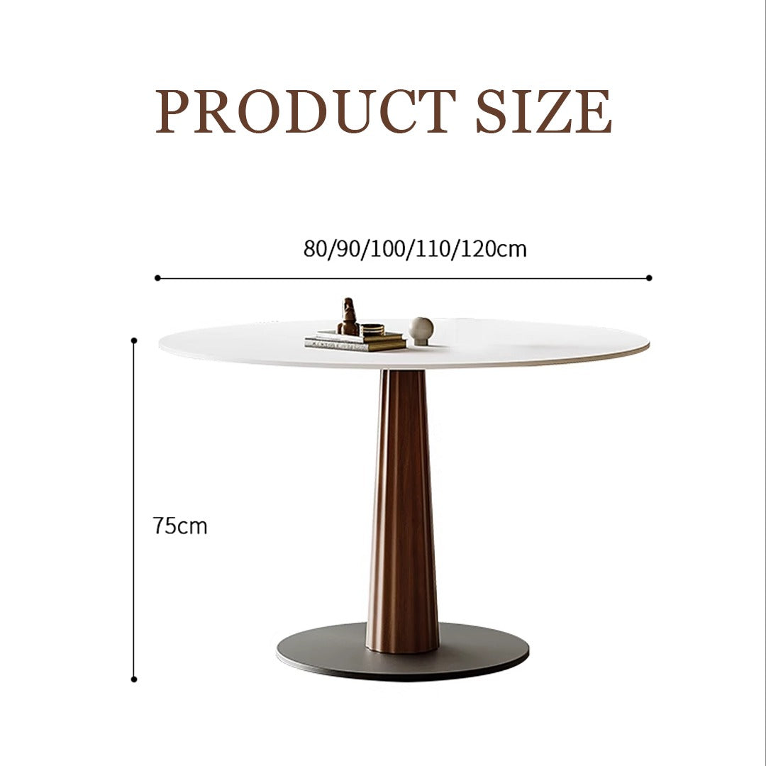 Anderson Small Round Dining Table, Sintered Stone & Solid Wood