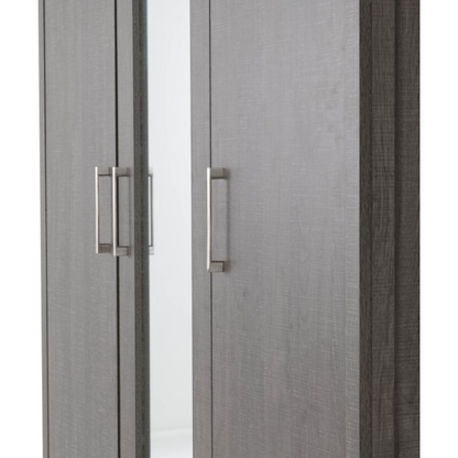 Lisbon 3 Door Wardrobe – Black Wood Grain with Mirror