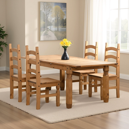 Corona Extending Dining Set with 4 Chairs - Distressed Waxed Pine