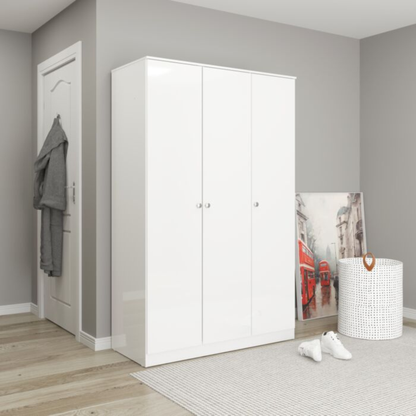 Denver 3 Door Wardrobe – White Gloss | Modern Bedroom Storage