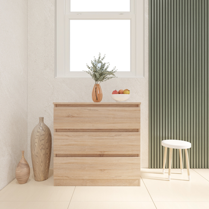Malvern 3 Drawer Chest – Sonoma Oak Effect, Stylish Bedroom Storage