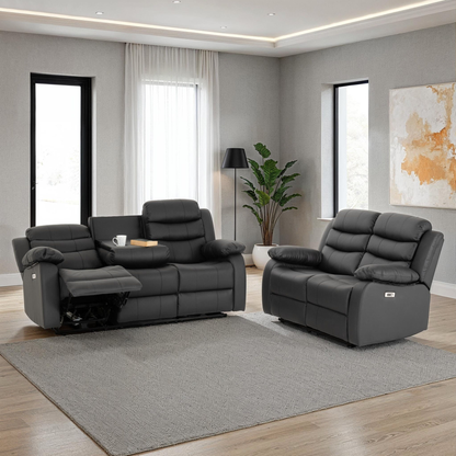 Roma 3+2 Electric Recliner Suite - Grey Faux Leather