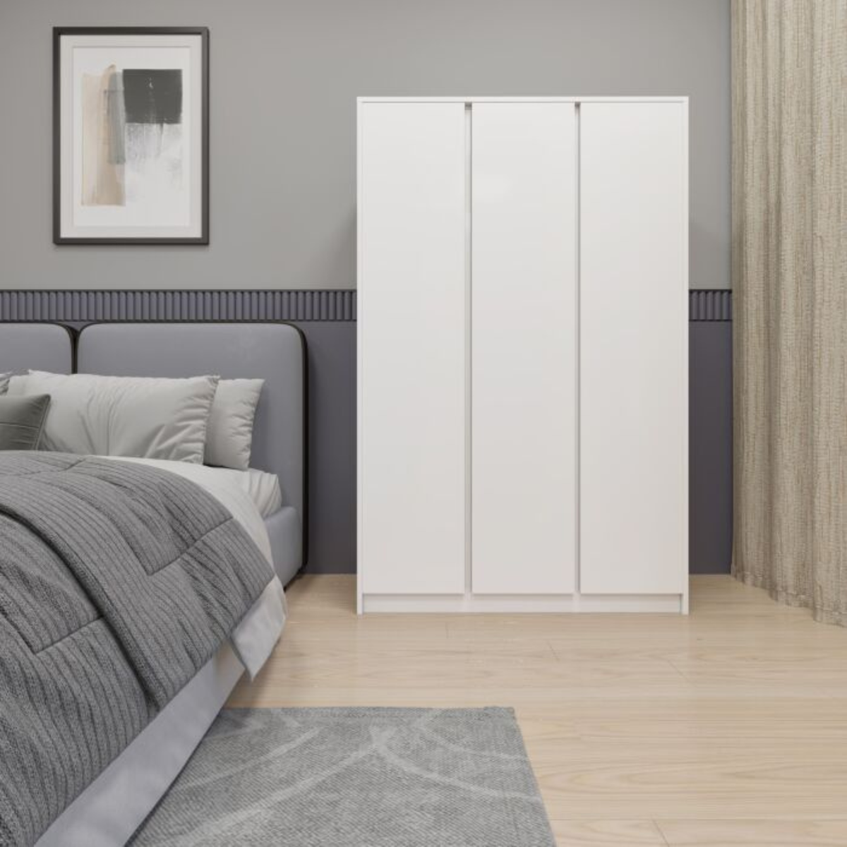 Malvern 3 Door Wardrobe – White | Modern Bedroom Storage