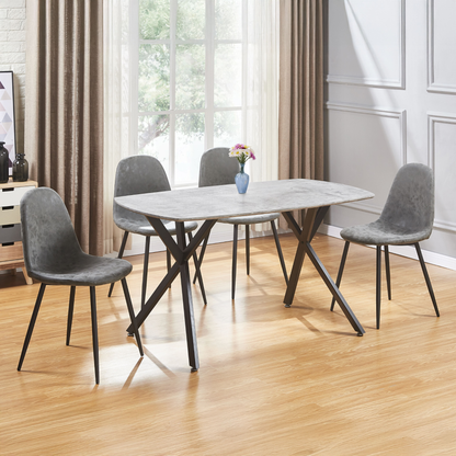 Athens Rectangular Dining Set with 4 Chairs - Concrete Effect
