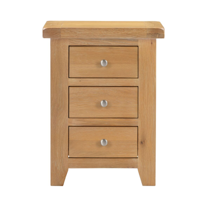 Windsor 3 Drawer Bedside Table – Natural Oak