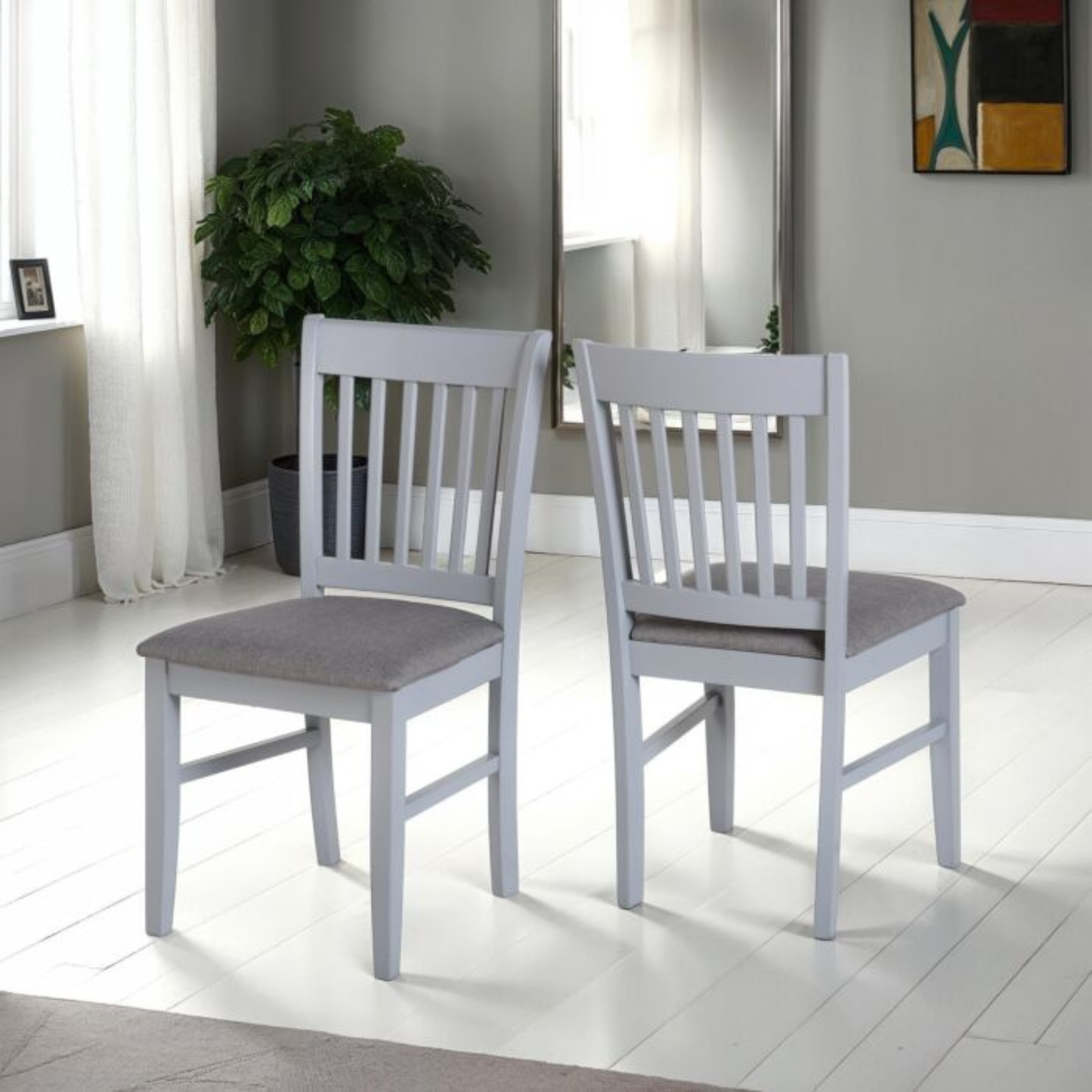 Oxford Dining Chair - Grey/Grey Fabric (Set of 2)