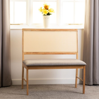Ellis Dining Bench - Oak Effect & Grey Fabric