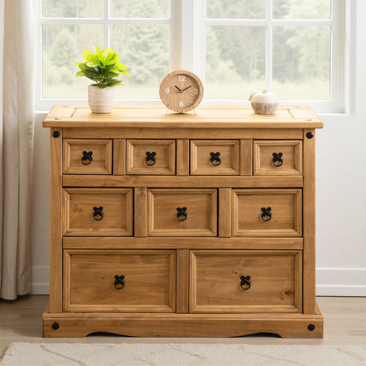 Corona Merchant Chest – Distressed Waxed Pine, Multi-Drawer Storage