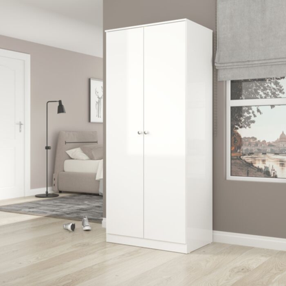 Denver 2 Door Wardrobe – White Gloss