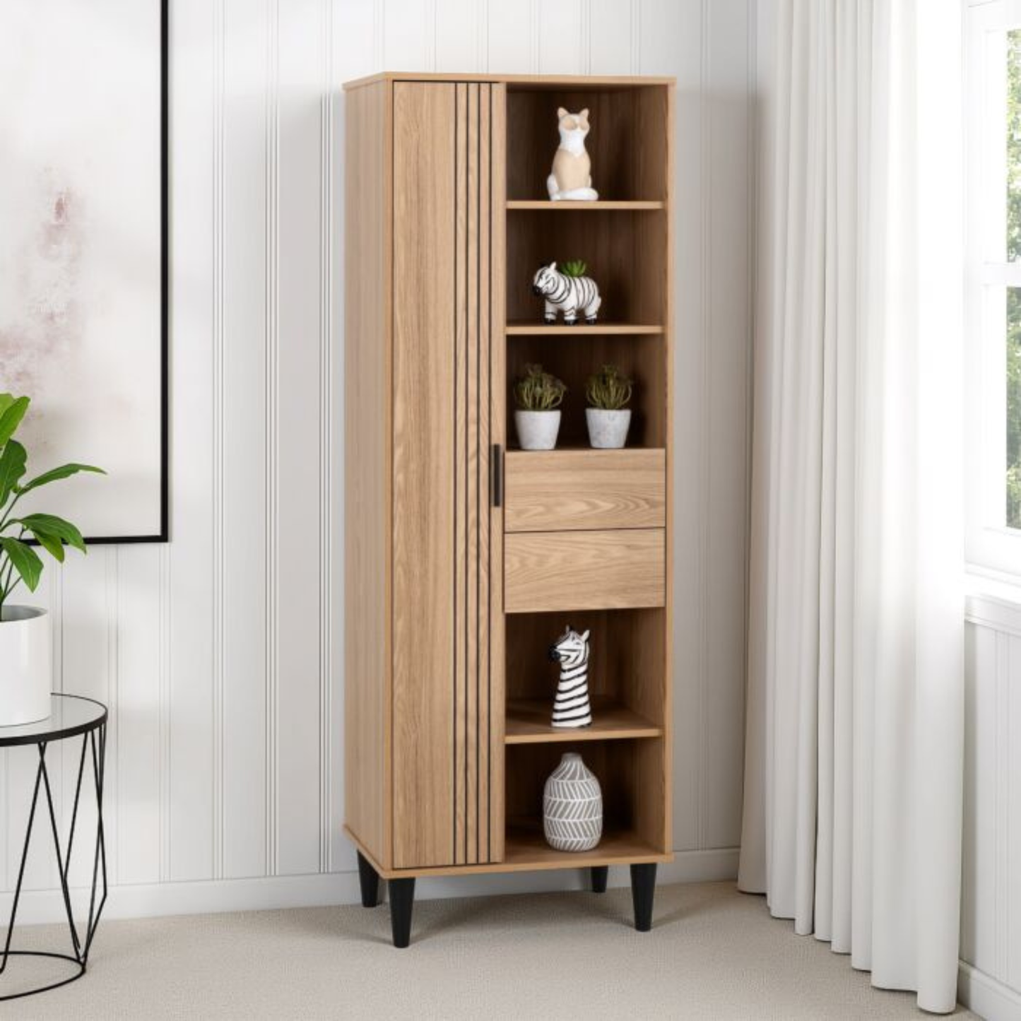 Tessa 1 Door 2 Drawer Bookcase Unit – Natural Oak Storage